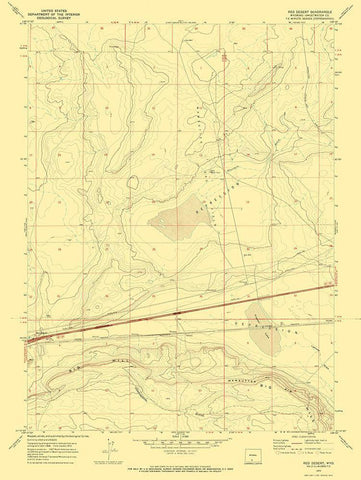 Red Desert Wyoming Quad - USGS 1970 White Modern Wood Framed Art Print with Double Matting by USGS