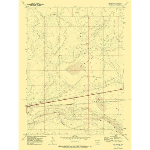 Red Desert Wyoming Quad - USGS 1970 Black Modern Wood Framed Art Print with Double Matting by USGS