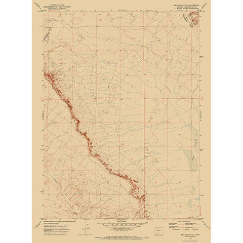 South East Red Desert Wyoming Quad - USGS 1970 White Modern Wood Framed Art Print by USGS