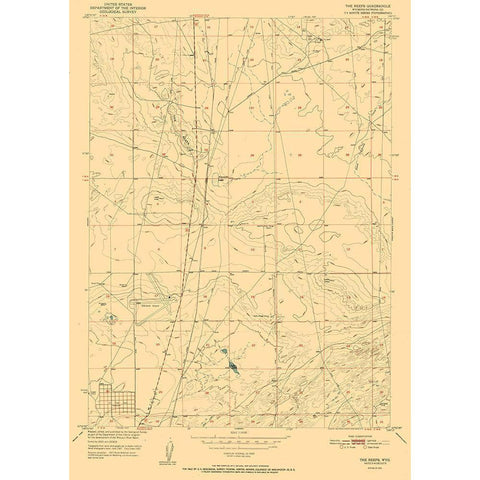 Reefs Wyoming Quad - USGS 1951 White Modern Wood Framed Art Print by USGS