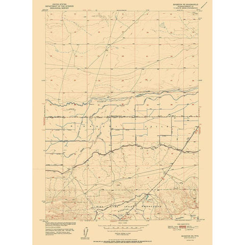 Riverton Wyoming Quad - USGS 1952 Black Modern Wood Framed Art Print with Double Matting by USGS