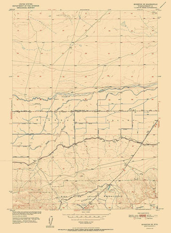 Riverton Wyoming Quad - USGS 1952 White Modern Wood Framed Art Print with Double Matting by USGS