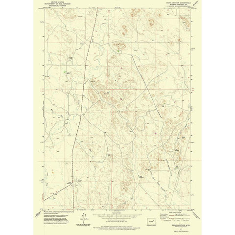 Reno Junction Wyoming Quad - USGS 1971 White Modern Wood Framed Art Print by USGS