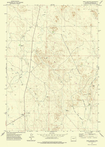 Reno Junction Wyoming Quad - USGS 1971 White Modern Wood Framed Art Print with Double Matting by USGS