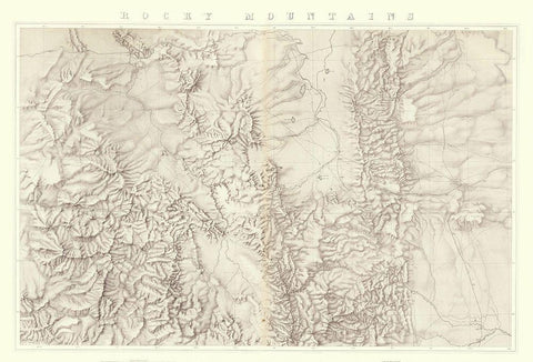 Rocky Mountains Wyoming - Bien 1876 Black Ornate Wood Framed Art Print with Double Matting by Bien