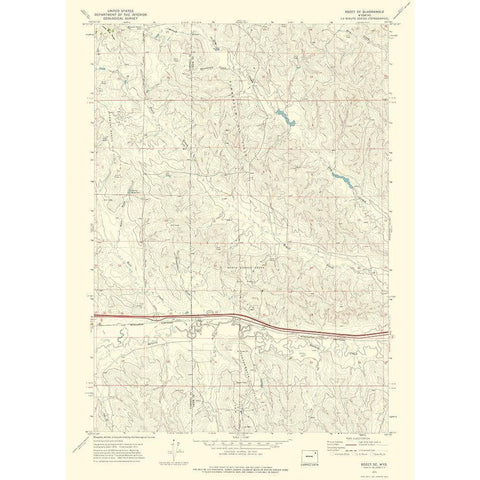 Rozet Wyoming Quad - USGS 1971 White Modern Wood Framed Art Print by USGS