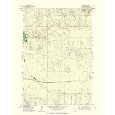 Rozet Wyoming Quad - USGS 1971 Black Modern Wood Framed Art Print with Double Matting by USGS