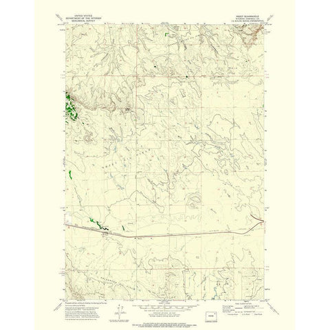 Rozet Wyoming Quad - USGS 1971 White Modern Wood Framed Art Print by USGS