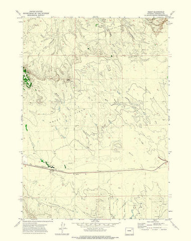 Rozet Wyoming Quad - USGS 1971 White Modern Wood Framed Art Print with Double Matting by USGS