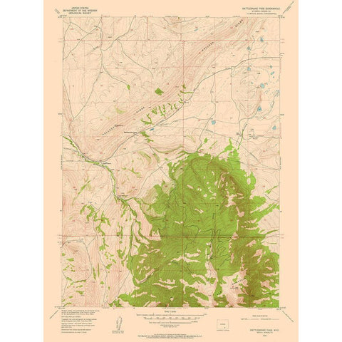 Rattlesnake Pass Wyoming Quad - USGS 1955 White Modern Wood Framed Art Print by USGS