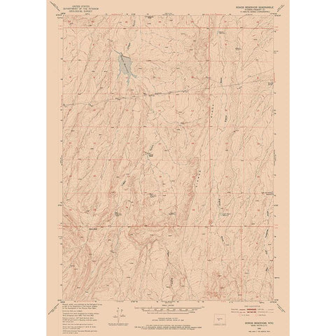 Rongis Reservoir Wyoming Quad - USGS 1952 White Modern Wood Framed Art Print by USGS