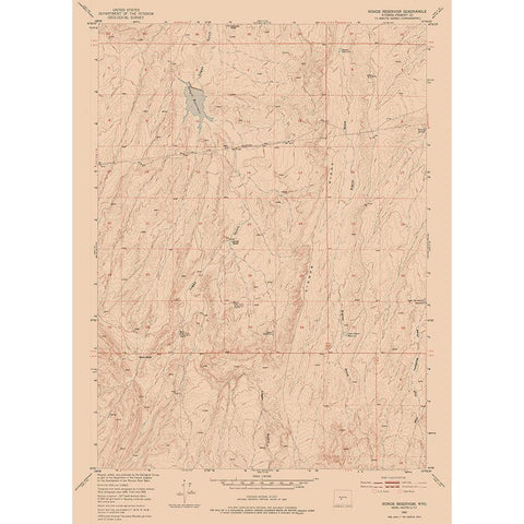 Rongis Reservoir Wyoming Quad - USGS 1952 Black Modern Wood Framed Art Print with Double Matting by USGS