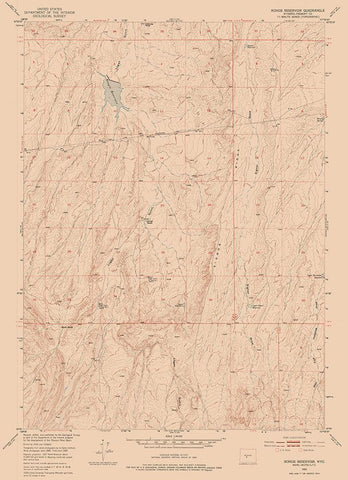 Rongis Reservoir Wyoming Quad - USGS 1952 White Modern Wood Framed Art Print with Double Matting by USGS