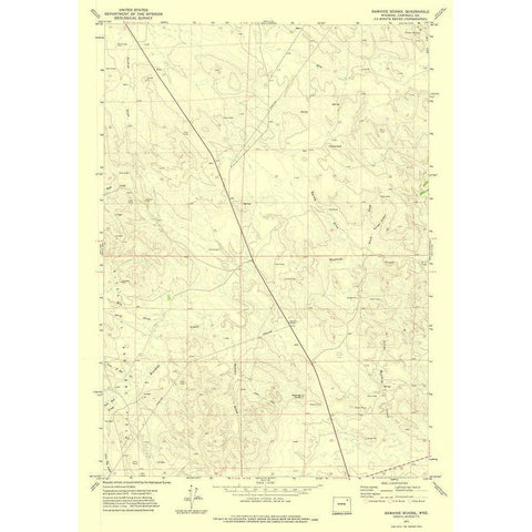 Rawhide School Wyoming Quad - USGS 1971 White Modern Wood Framed Art Print by USGS