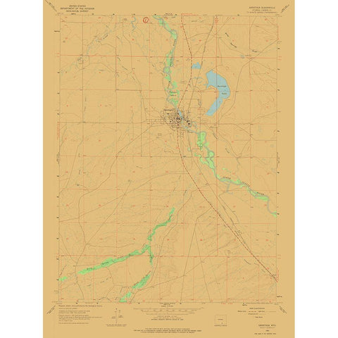 Saratoga Wyoming Quad - USGS 1961 Black Modern Wood Framed Art Print with Double Matting by USGS