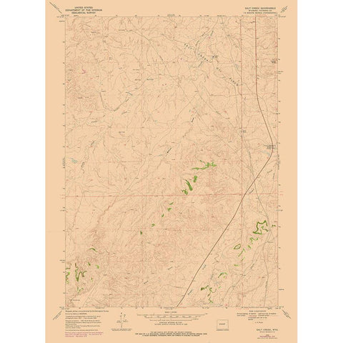 Salt Creek Wyoming Quad - USGS 1968 White Modern Wood Framed Art Print by USGS