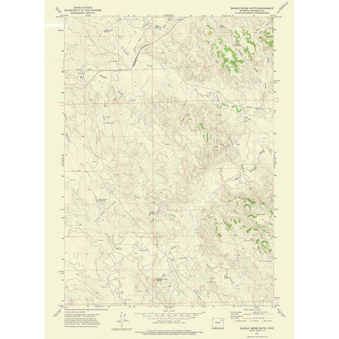 Saddle Horse Butte Wyoming Quad - USGS 1971 Black Modern Wood Framed Art Print with Double Matting by USGS