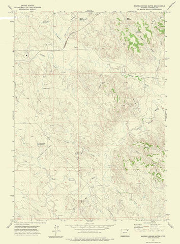 Saddle Horse Butte Wyoming Quad - USGS 1971 White Modern Wood Framed Art Print with Double Matting by USGS