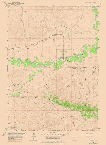 Sussex Wyoming Quad - USGS 1961 Black Ornate Wood Framed Art Print with Double Matting by USGS