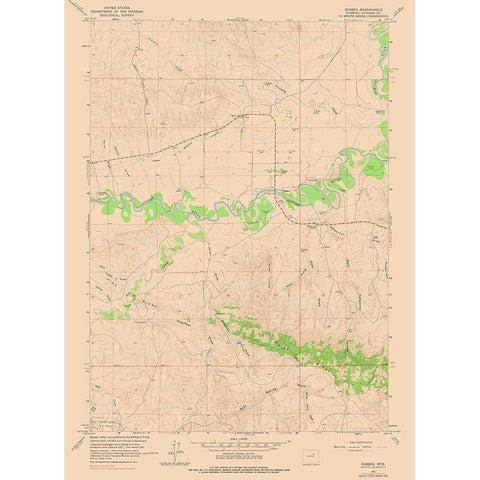 Sussex Wyoming Quad - USGS 1961 Gold Ornate Wood Framed Art Print with Double Matting by USGS