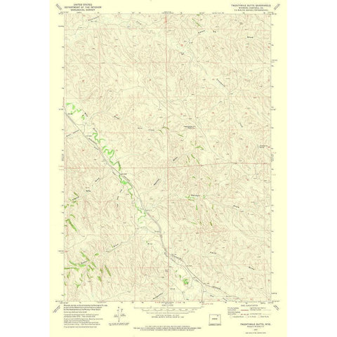 Twentymile Butte Wyoming Quad - USGS 1972 Gold Ornate Wood Framed Art Print with Double Matting by USGS