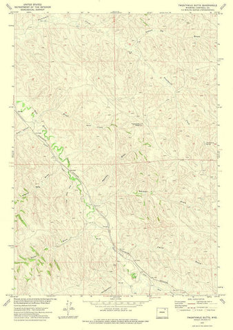 Twentymile Butte Wyoming Quad - USGS 1972 White Modern Wood Framed Art Print with Double Matting by USGS