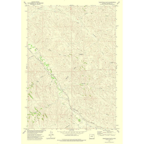 Twentymile Butte Wyoming Quad - USGS 1972 White Modern Wood Framed Art Print by USGS