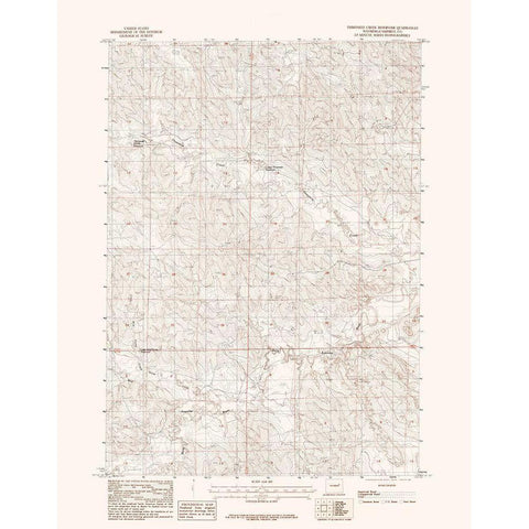 Threemile Creek Reservoir Wyoming Quad - USGS 1984 White Modern Wood Framed Art Print by USGS