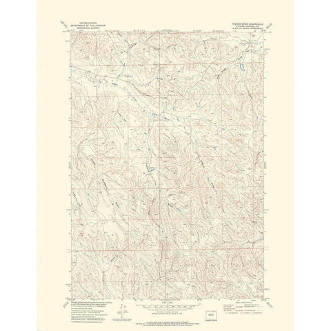 Truman Draw Wyoming Quad - USGS 1971 White Modern Wood Framed Art Print by USGS