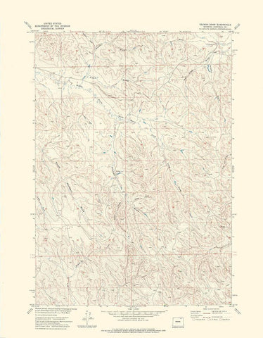 Truman Draw Wyoming Quad - USGS 1971 White Modern Wood Framed Art Print with Double Matting by USGS