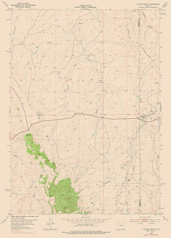 Taylor Ranch Wyoming Quad - USGS 1954 White Modern Wood Framed Art Print with Double Matting by USGS