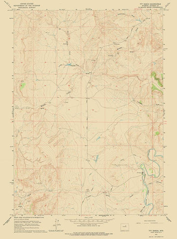 TTT Ranch Wyoming Quad - USGS 1961 White Modern Wood Framed Art Print with Double Matting by USGS