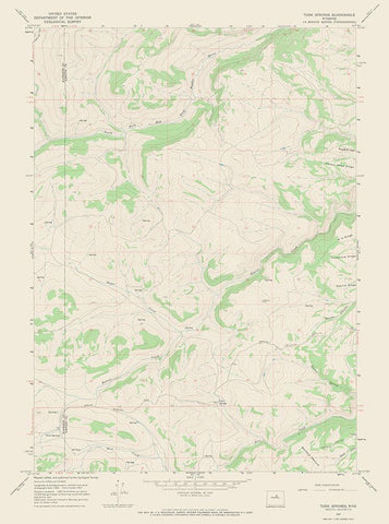 Turk Springs Wyoming Quad - USGS 1967 White Modern Wood Framed Art Print with Double Matting by USGS