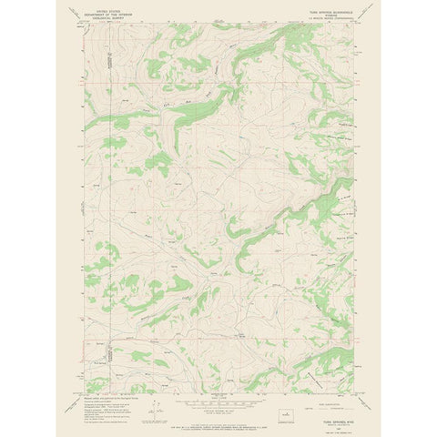 Turk Springs Wyoming Quad - USGS 1967 White Modern Wood Framed Art Print by USGS