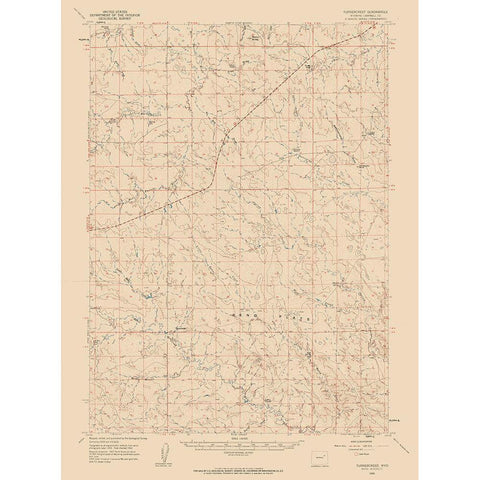 Turnercrest Wyoming Quad - USGS 1960 White Modern Wood Framed Art Print by USGS