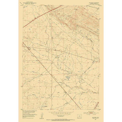 Waltman Wyoming Quad - USGS 1952 Black Modern Wood Framed Art Print with Double Matting by USGS