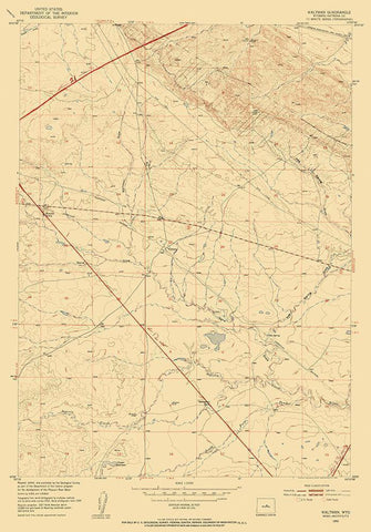 Waltman Wyoming Quad - USGS 1952 Black Ornate Wood Framed Art Print with Double Matting by USGS