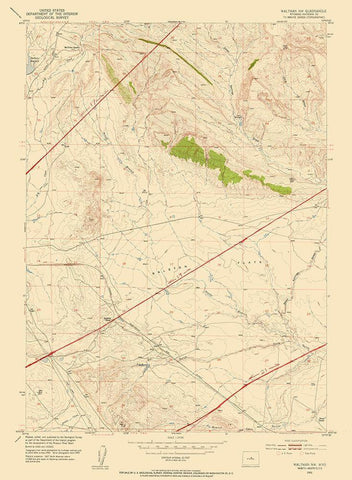 Waltman Wyoming Quad - USGS 1952 Black Ornate Wood Framed Art Print with Double Matting by USGS