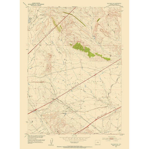 Waltman Wyoming Quad - USGS 1952 White Modern Wood Framed Art Print by USGS