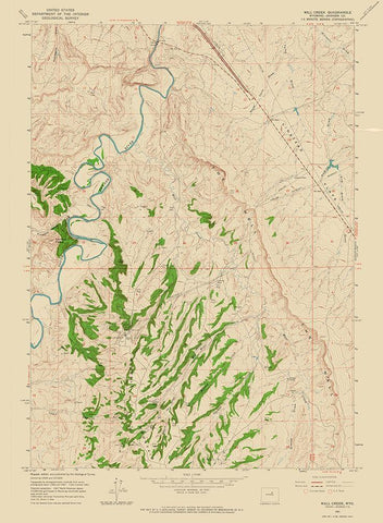 Wall Creek Wyoming Quad - USGS 1961 Black Ornate Wood Framed Art Print with Double Matting by USGS