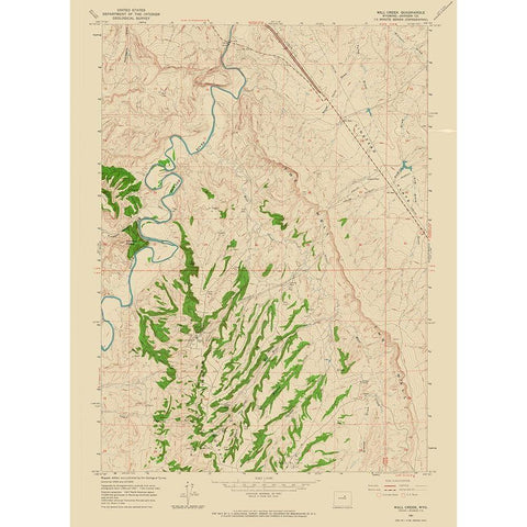 Wall Creek Wyoming Quad - USGS 1961 Gold Ornate Wood Framed Art Print with Double Matting by USGS