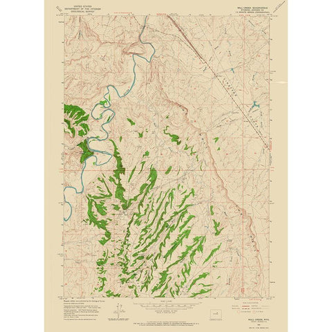 Wall Creek Wyoming Quad - USGS 1961 White Modern Wood Framed Art Print by USGS