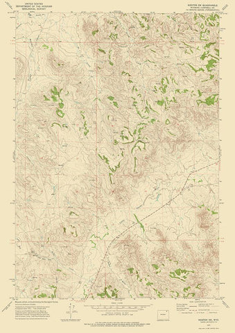 South West Weston Wyoming Quad - USGS 1972 White Modern Wood Framed Art Print with Double Matting by USGS