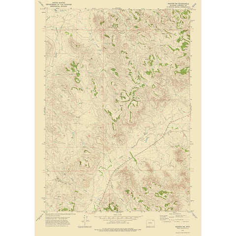 South West Weston Wyoming Quad - USGS 1972 White Modern Wood Framed Art Print by USGS