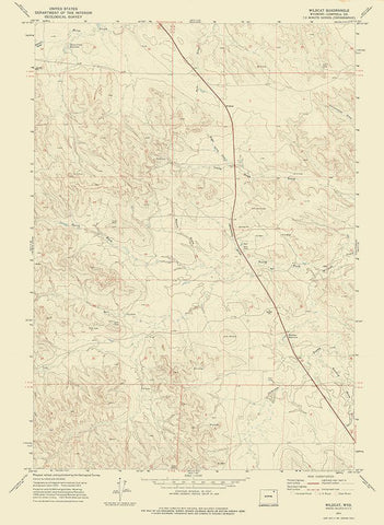 Wildcat Wyoming Quad - USGS 1971 White Modern Wood Framed Art Print with Double Matting by USGS