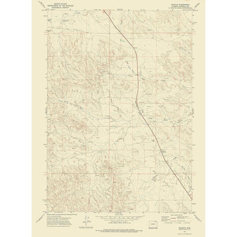 Wildcat Wyoming Quad - USGS 1971 Black Modern Wood Framed Art Print with Double Matting by USGS