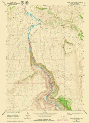 Wedding of The Waters Wyoming Quad - USGS 1960 Black Ornate Wood Framed Art Print with Double Matting by USGS