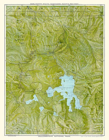 Yellowstone Park - Burlington Route 1898 White Modern Wood Framed Art Print with Double Matting by Poole