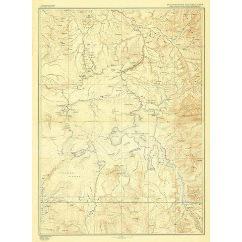 Yellowstone National Park Wyoming - USGS 1885 Gold Ornate Wood Framed Art Print with Double Matting by USGS