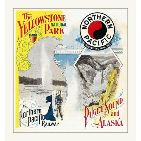 Northern Pacific Yellowstone Cover - Poole 1898 White Modern Wood Framed Art Print by Poole